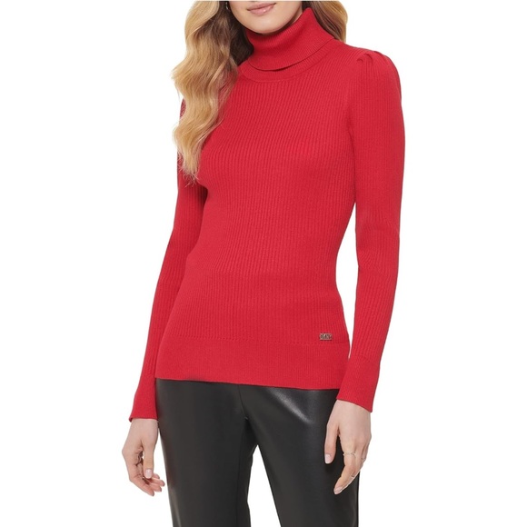 DKNY Women’s Scarlett Solid Ribbed Turtleneck Sweater - Picture 3 of 12